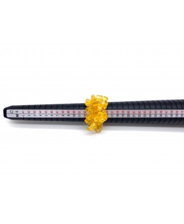 Anello elastico con chips di quarzo citrino e perline1219