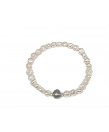 Parure di gioielli in perle bianche, grigie e nere5129