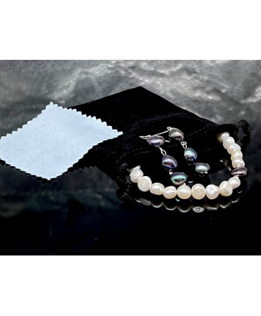 Parure di gioielli in perle bianche e nere5153